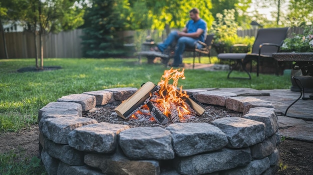 Homeowner building a fire pit for gatherings