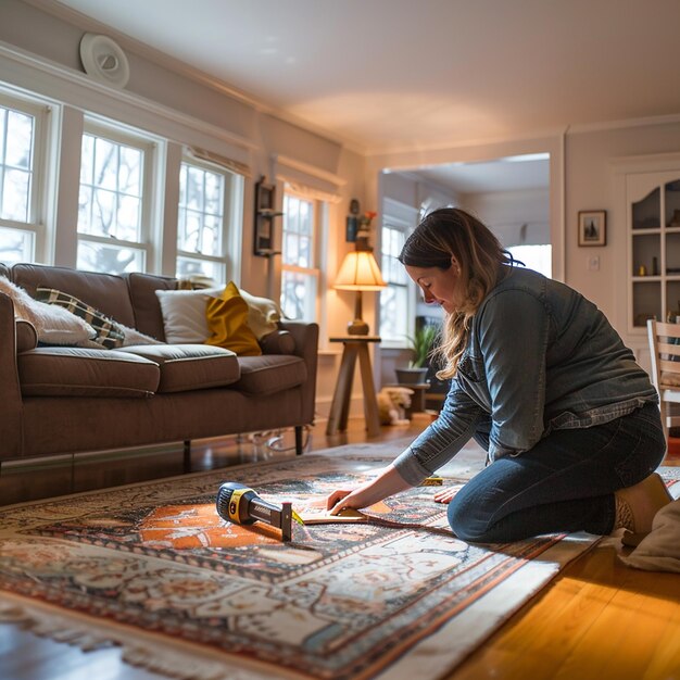 Homeowner Using a Laser Distance Measurer for Precision Home Renovation