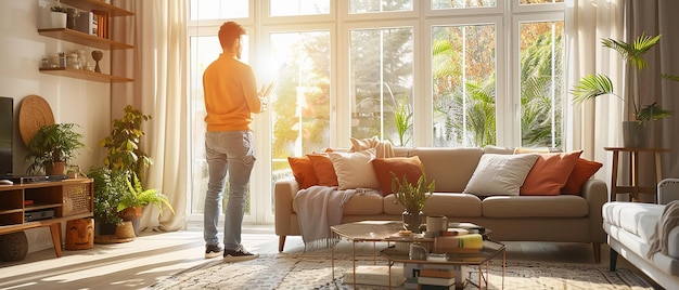 Homeowner Using a Laser Distance Measurer for Precision Home Renovation