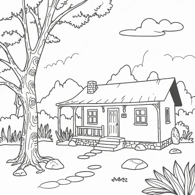 Homestay outline theme for coloring page