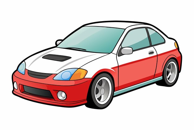 Photo honda civic car vector illustration cartoons clipart line art design white background honda civic