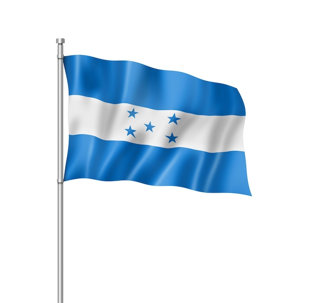 Honduras flag three dimensional render isolated on white