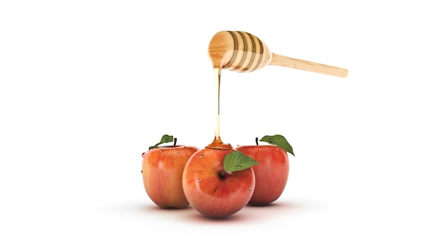 honey and apple 3d rendering