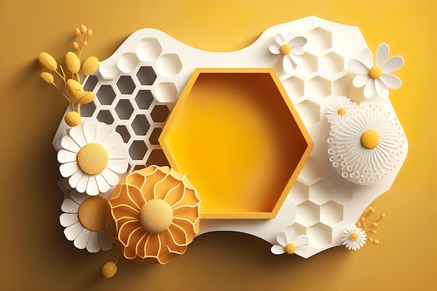 Honey Banner with honeycombs Copy space