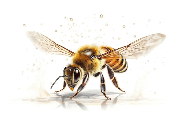 Honey bee isolated on white background AI