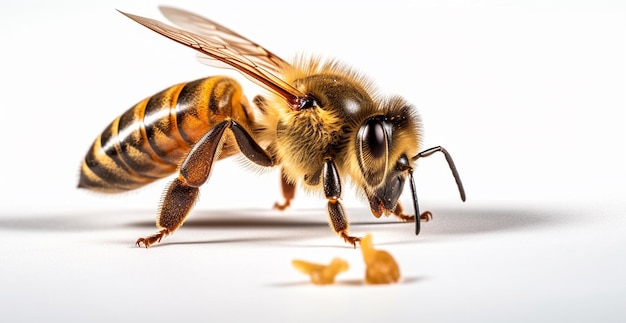 Honey bee isolated on white background side view AI Generated Image