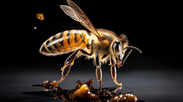 Honey Bee Landing Isolated on Transparent