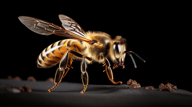 Honey Bee Landing Isolated on Transparent