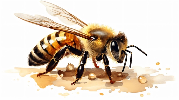 Honey bee on transparent background A detailed illustration