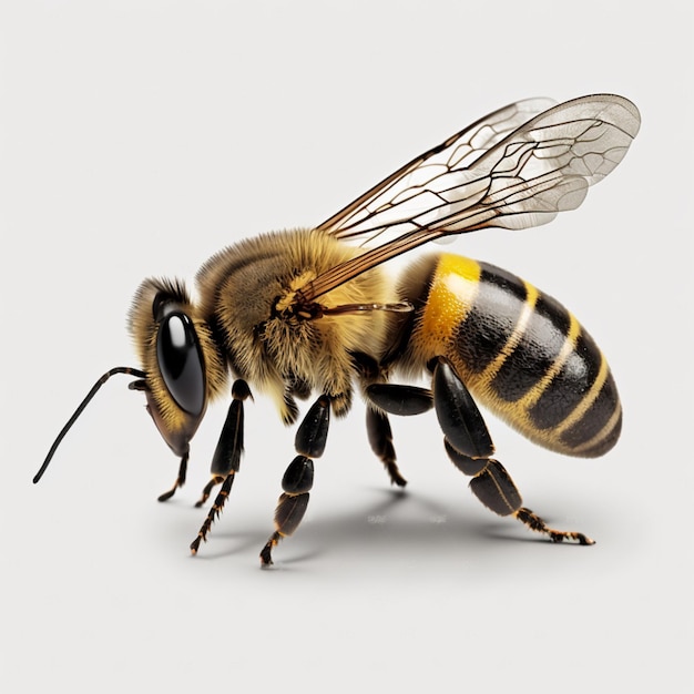 Honey bee walking isolated on transparent background Generative AI