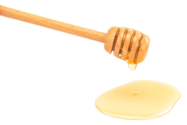 honey dripping isolated on a white background.