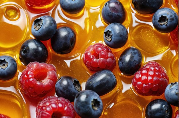 Honey on Fresh Berries Colorful Delight