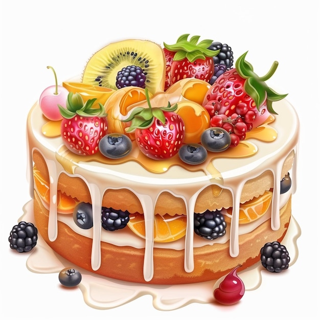 Honey fruit cake isolated on background