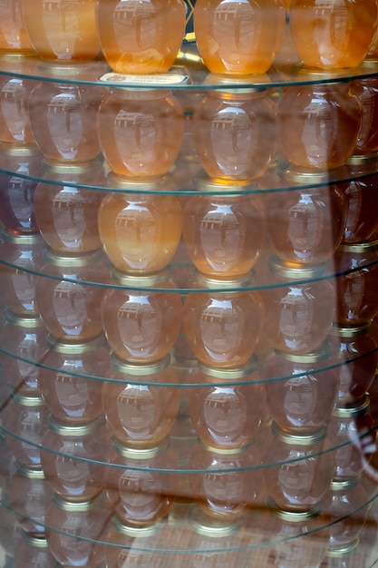 Honey in glass jar