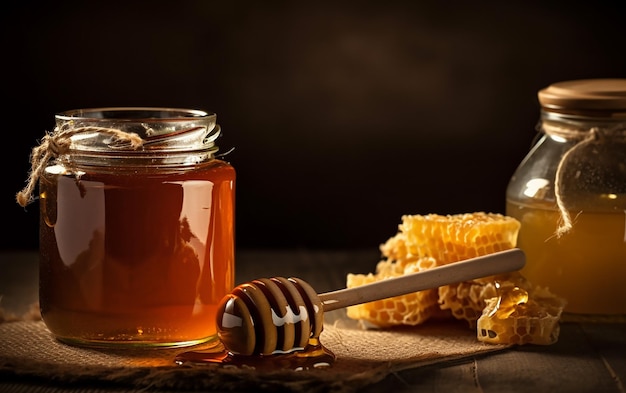 Honey and honey on a table