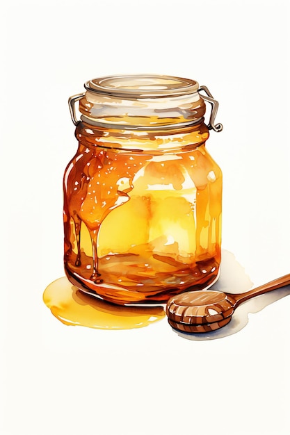 Honey in a Jar watercolor illustration