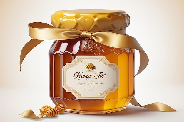 Photo honey jar with ribbon