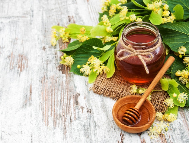 Photo honey and  linden flowers