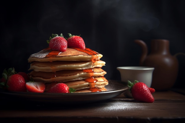 Honey strawberry pancake Generate Ai