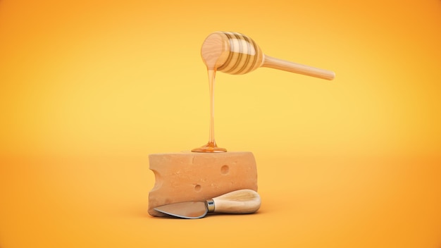 honey with cheese 3d rendering