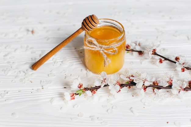 honey on wooden background