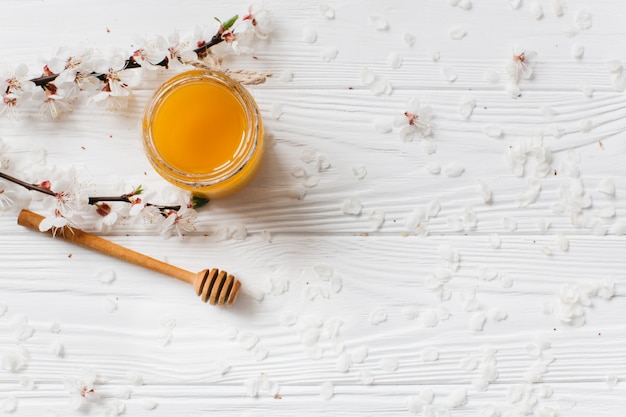 honey on wooden background