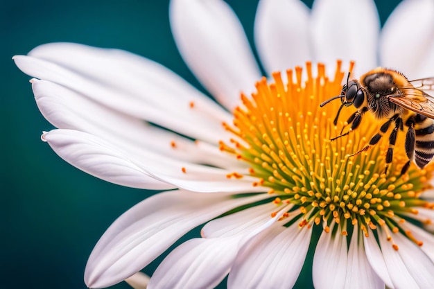 Honeybee collecting nectar from a blooming blossom