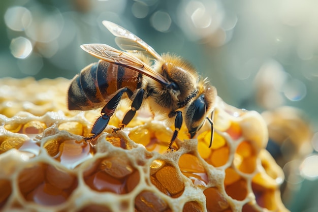 Honeybee on Honeycomb