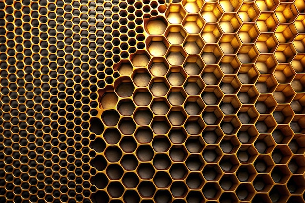 Photo honeycomb black and golden background