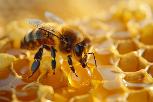 Honeycomb CloseUp with Bee