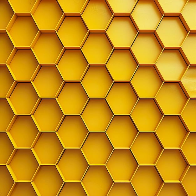 Honeycomb and honey bee with yellow hexagon shapes in realistic forms