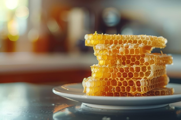 Honeycomb Stack on a White Plate