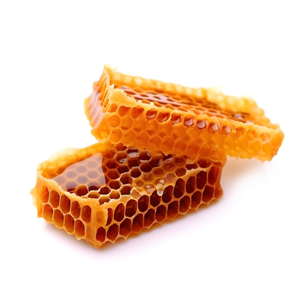 Honeycomb on white backgrounds Healthy food ingredient Ai generated