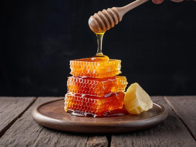 Photo honeycomb with delicious honey