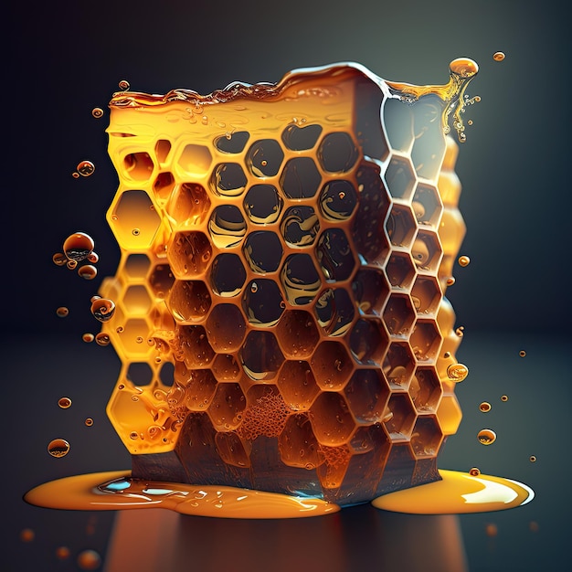 A honeycomb with a drop of liquid in it