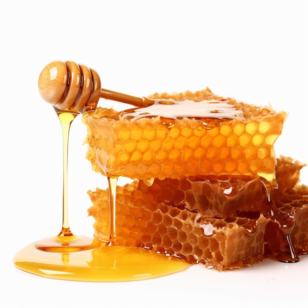 a honeycomb with honey dripping from a honeycomb