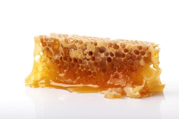 Honeycomb with honey isolated on white background Ai generative