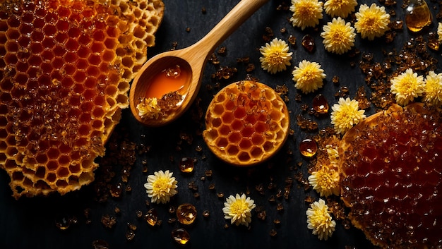 Honeycombs flower on a dark background