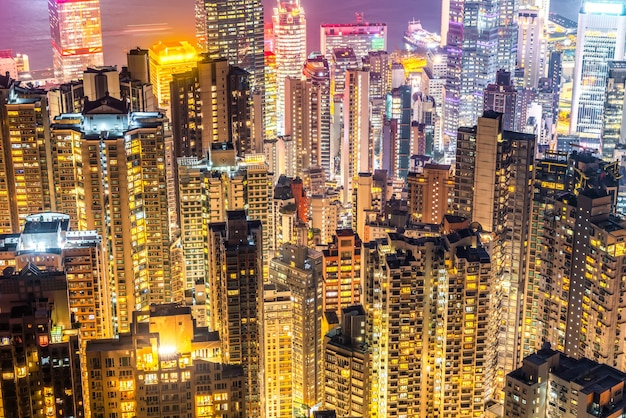 Hong Kong Architectural Landscape skyline night view