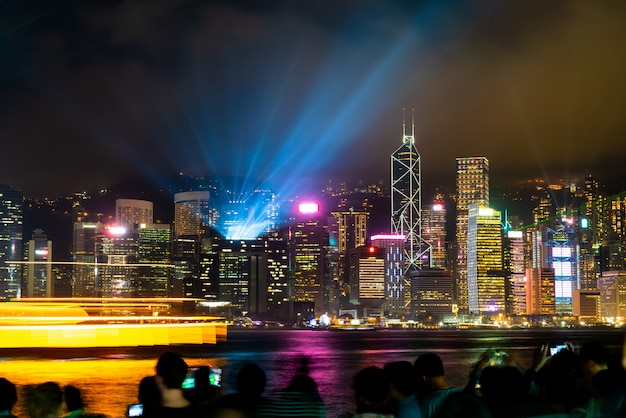 Hong Kong city skyline at night