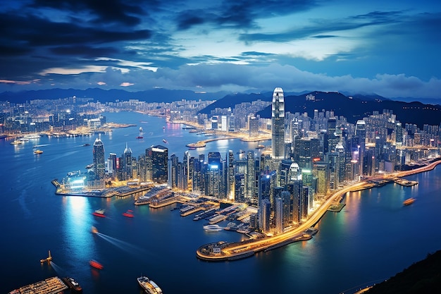 Photo hong kong night view