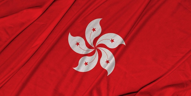 Hong Kong realistic 3d textured waving flag