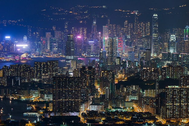 Hong Kong Skyline Kowloon from Fei Ngo Shan hill sunset