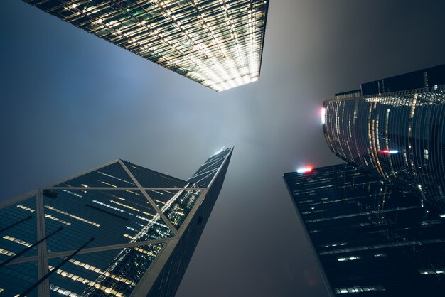 Hongkong city architecture, night view, skyscraper, China