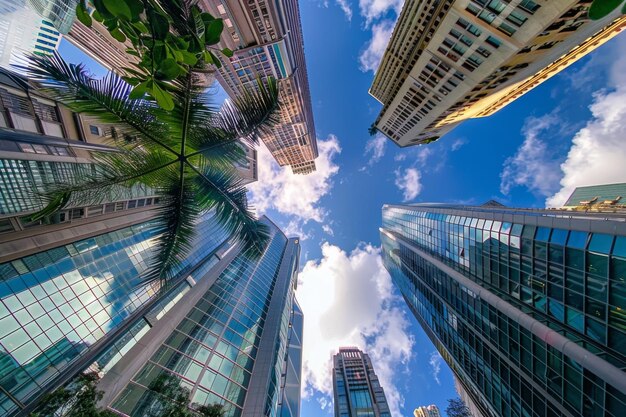 hongkong skyline city The Business buildings in Hong Kong are seen from a low angle Modern Style