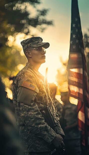 Honorable people Veterans day memorial day Soldiers and Camouflage military attire