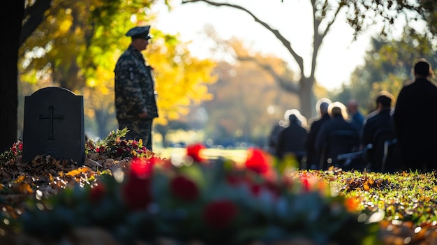 Photo honoring heroes veterans day memorial service with wreath laying and tribute