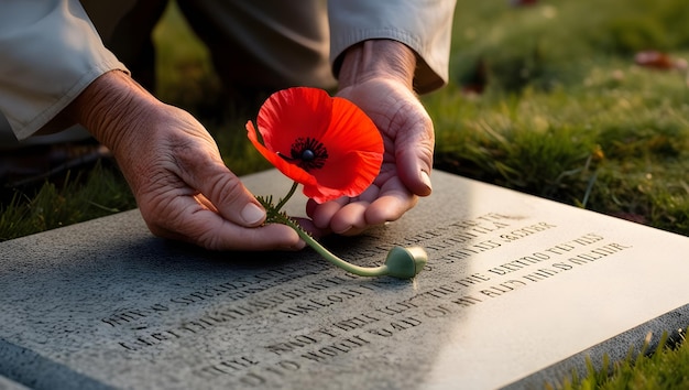 Honoring Memories A Poppy on a Grave