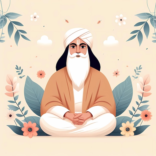 Honoring Wisdom Illustration of Guru Purnima Celebration