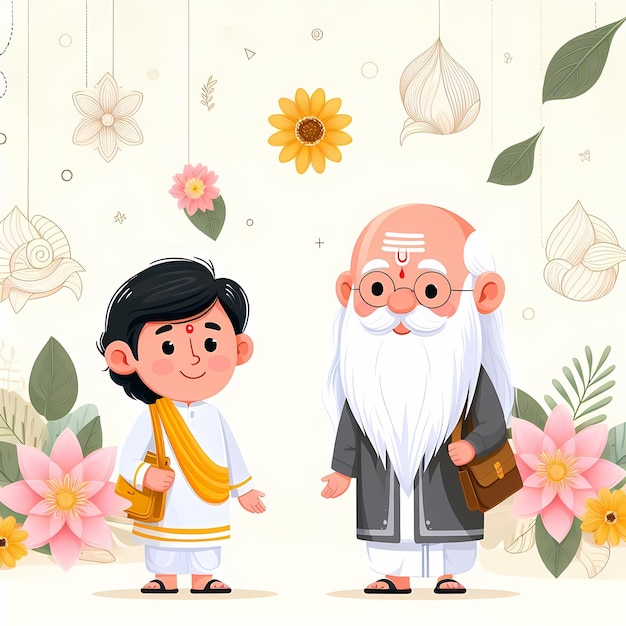 Honoring Wisdom Illustration of Guru Purnima Celebration